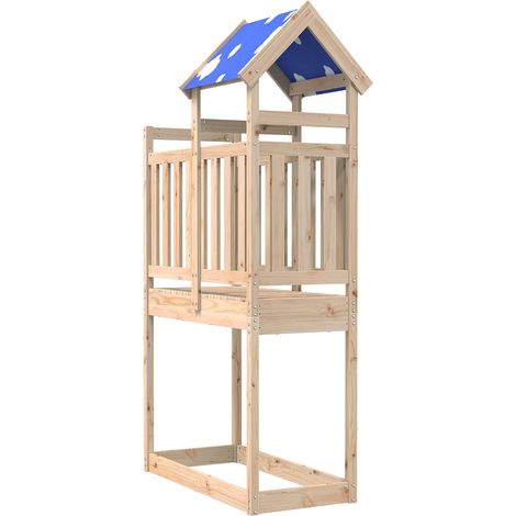 vidaXL Play Tower Brown 52.5 x 110.5 x 215 cm Solid Pine Wood (1/5)