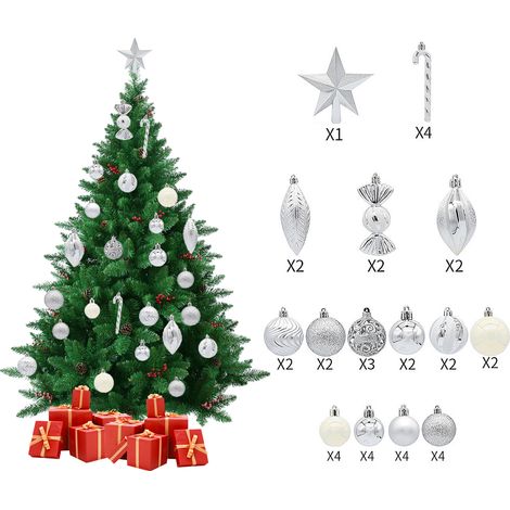 Set mit 40 Weihnachtskugeln, Christbaumschmuck-Zubehör - silber (Verpackungsmaße: 191711cm) (1/3)