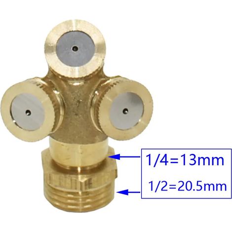 (1I4 1I2 x 3 trous) Buse de pulvérisation en laiton pour jardin, arrosage automatique, 1/2/3/4 trous, pour pulvérisation de pesticides. (1/5)