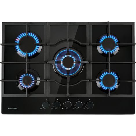 Klarstein Ignito 5 Zonen Cocina a gas con 5 quemadores Vitrocerámica Negro