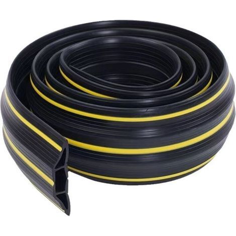 [JAMAIS UTILISÉ] 1 goulotte de protection de câbles au sol, noire avec bande jaune, 83 mm x 17 mm x 2 m, idéale pour le bureau, la maison et la salle de sport. (1/4)