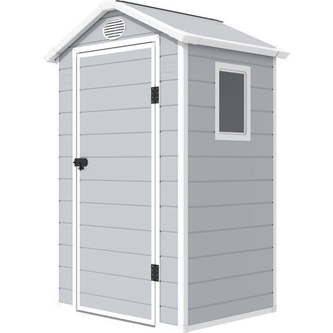 Gartenfreund Kunststoff Häuschen Harmonie Kleiner Laden H. 204 T. 104 L. 134 cm grau (1/4)