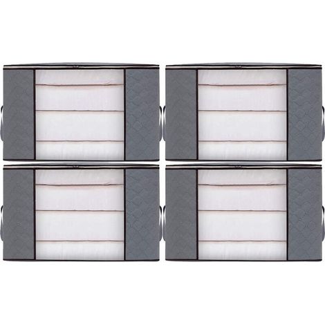4pcs Sacs de Rangement Vêtement Grand Boite Rangement Cartons Déménagement pliable Housse Couette pour Couverture Jouet Vêtement