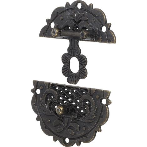 Fermoir vintage rond en alliage de zinc et bois pour boîte (1/5)
