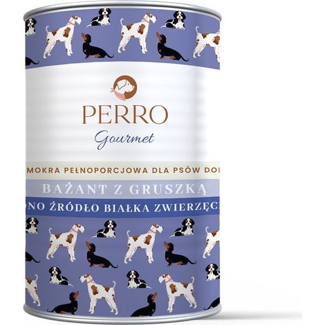 PERRO Comida húmeda gourmet de faisán con pera para perros, 6 x 400 g