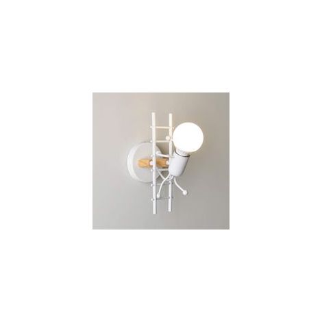 Applique da parete creativa a forma di umanoide, stile candelabro, 60W max., attacco E27, ideale per camera da letto, soggiorno, cameretta dei bambini, corridoio, scale (bianca). - Crezuo