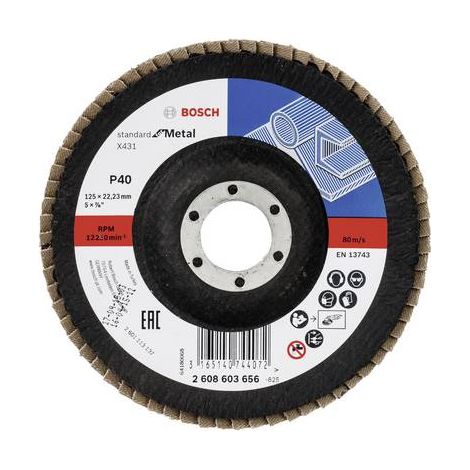 X431 Standard pour meule à lamelles métalliques 125 mm 2223 mm 40  BOSCH 2608603656 (1/2)