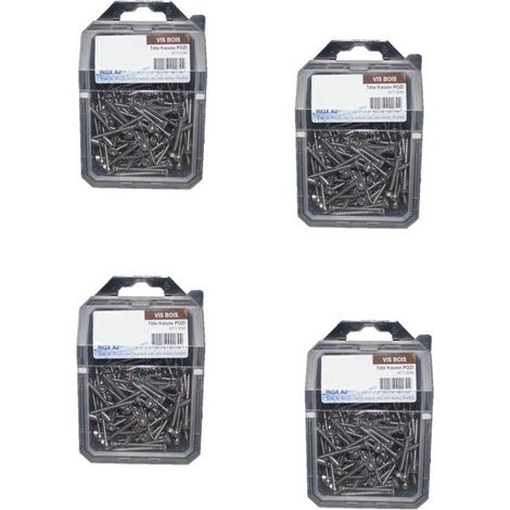 4 Coques de 100 Vis Bois Tête Fraisée Pozidriv 4 x 35 mm - Inox A2 - D-Work