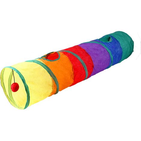 Tunnel pour chat, sûr, écologique et interactif arc-en-ciel, tunnel de jeu pour petits animaux et chiens. (1/5)