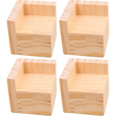Ensemble de 4 cadres de lit carrés de 5 cm de haut, pieds de meubles en bois massif brut robuste, pieds de meubles élévateurs pour canapé, chaise, pieds de table (1/5)