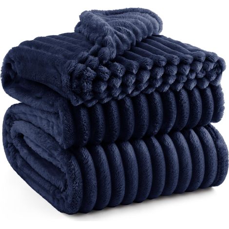 Plaid canape Couverture Polaire - 220×240 cm, Bleu Sérénité (1/5)