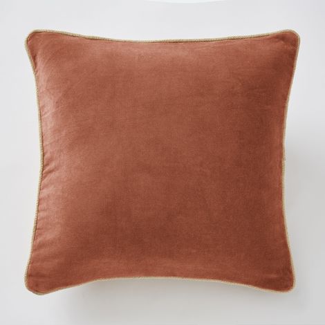 Coussin déhoussable en velours de coton César – 45 x 45 cm – Terracotta (1/3)