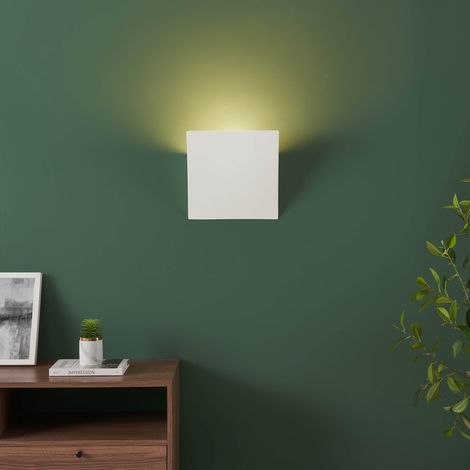 Applique blanche carré incliné en gypse - Norys