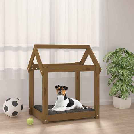 vidaXL Lit pour chien Marron miel 61x50x70 cm Bois de pin solide (1/5)