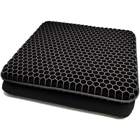 (Noir)Coussin de Chaise,Coussin de Gel Respirant, Coussin Anti Escarres, Soulage la Pression sur Le Orthopédique avec Housse Antidérapant pour