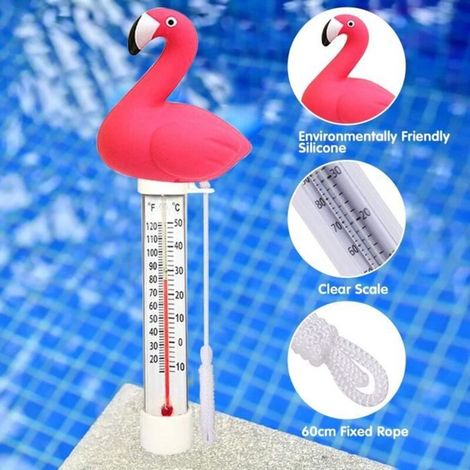 Bardusch - Thermomètre Flottant de Piscine - O³ - Cartoon Mignon - Rose - Lecture Simple et Rapide (1/4)