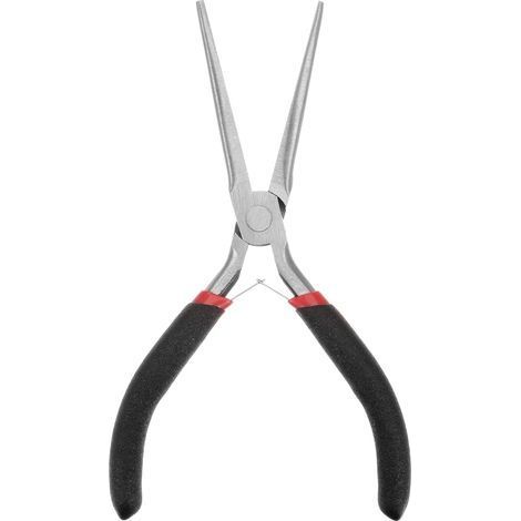 Mini pince à bec aiguille de 15 cm, mini pince de précision à mâchoire plate avec poignée en plastique noir pour la fabrication de bijoux (1/5)