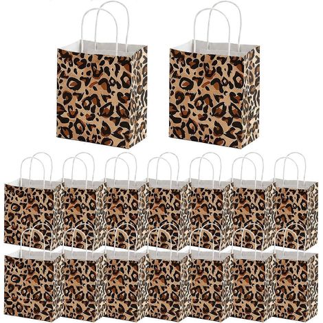 Lot de 16 sacs cadeaux à motif léopard avec poignée pour décoration de fêtes (1/5)