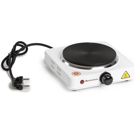 Melchioni Family COOK1 Fornello Elettrico 1 Piastra in Ghisa 15,5 cm 1000W Termostato Regolabile Spia LED colore Bianco (1/2)