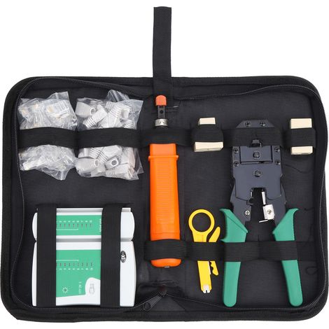 Kit de câblage réseau YGP308 : testeur de câbles, pince à sertir, mini dénude-fils (1/5)