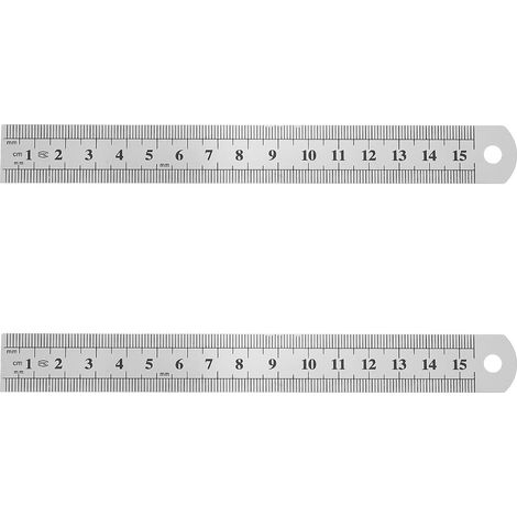 Règle métrique en acier inoxydable (lot de 2), 15 cm, plate, pour (1/5)