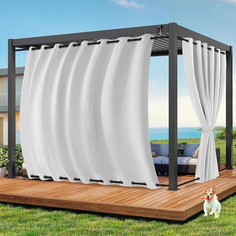 Rideau d'extérieur résistant aux intempéries - 254 x 274 cm (l x H) - Imperméable - Avec œillets - Coupe-vent - Protection solaire - Brise-vue - Pour jardin, terrasse, balcon, pergola, pavillon (1/5)