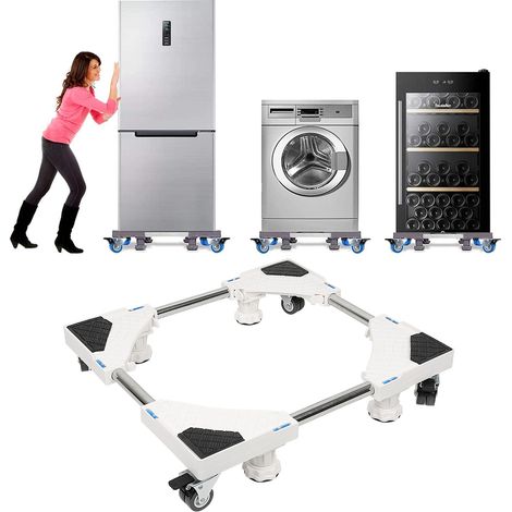 Base réglable pour lave-linge – Charge 250 kg – Dimensions ajustables 47-69 cm – Acier inoxydable – Réduit l'humidité et la rouille – Dazhom (1/5)