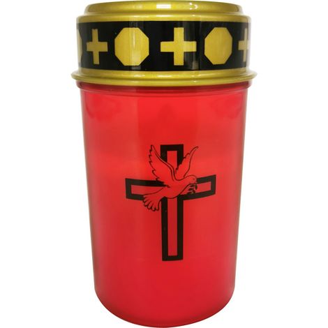 TrendLine LED Grablicht Rot Batteriebetrieben 7 x 12cm Timer Grabkerze