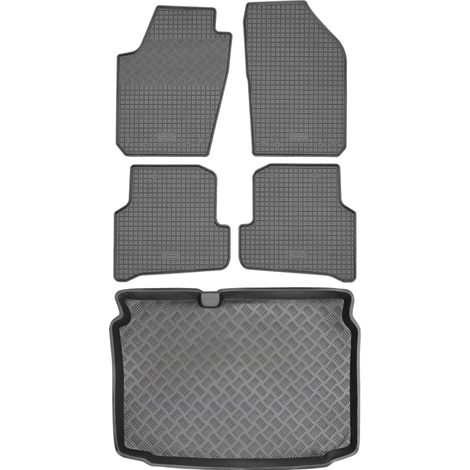 Set di tappetini in gomma per auto e tappetino per bagagliaio per Volkswagen Polo V Hatchback dal 2009 al 2017.