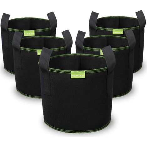 Lot de 5 Sacs Pomme de Terre Plantation 40L Ø 38cm Hauteur 33,5cm Sacs à Plantes Grande Capacité Pot Geotextile pour Pommes de Terre, Tomates, Legumes et Autres Plantes - Noir (1/5)