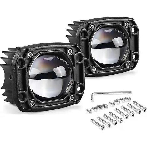 3-Zoll-Vierkant-LED-Nebelscheinwerfer, 30 W, gelb und weiß, 12 V, kompatibel mit Motorrädern