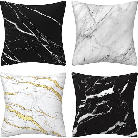 moderne Noir Et Blanc Marbr Extra Doux Taies D'oreiller Pour Canap-lit Taies D'oreiller Dcor La Maison Housses De Coussin 45x45cm, Lot De 4