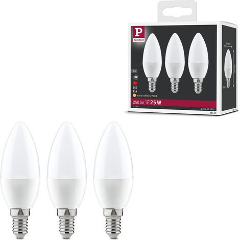Pack de 3 LED Ampoule Bougie, 3x4W, E14, 230 V, 2700K, Opale (1/5)