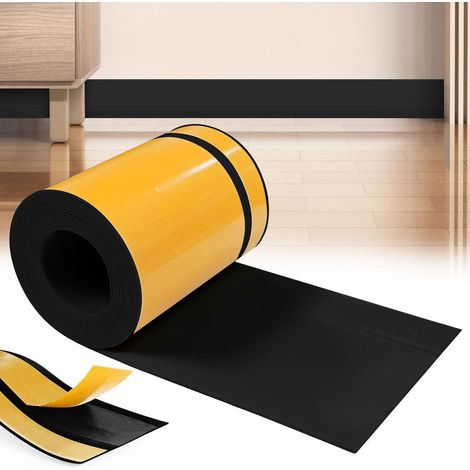 PVC Skirting Board, Black, 80 mm x 20 mm x 25 m Self-Adhesive Soft Skirting Board, Flexible PVC Skirting Board, Suitable for Bathroom and Kitchen (Black) (1/5)