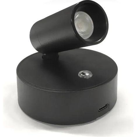 Veilleuse LED (noire) rechargeable par USB avec fermeture magnétique et interrupteur tactile, applique murale à intensité variable (1/5)