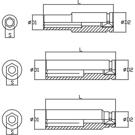 Cle a douille longue a choc renforcee 30 mm 3/4