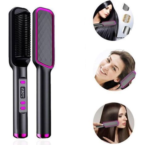 Peigne lisseur/boucleur chauffant pour cheveux — température réglable de 80 à 230 °C, convient aux cheveux secs et mouillés. (1/4)