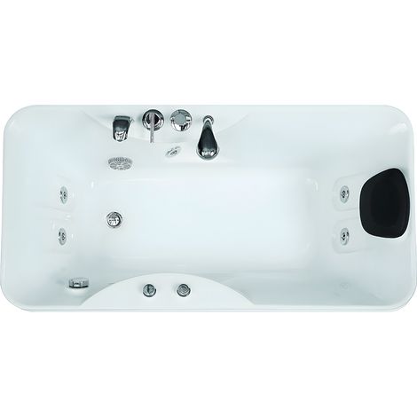 Vente-Unique – Baignoire balnéo 1 place – 140L – 150 x 75 x 54,5 cm – Angle gauche – Acrylique renforcé – Hydrojets avec fonction bulles (1/3)
