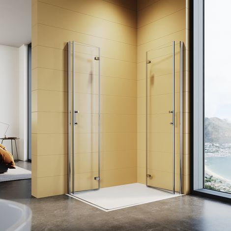 SONNI Duschkabine 100x80cm Eckeinstieg Dusche 180°Falttür Duschabtrennung Faltbar 6mm NANO Glas H:195cm (1/5)