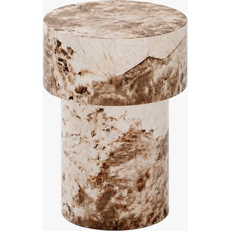 ZENA-39 Table d'appoint ronde en marbre d'ingénierie beige et marron D39 cm (1/5)