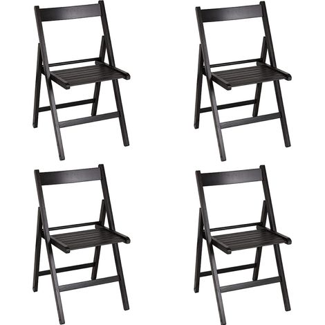 Sedia pieghevole salvaspazio in legno lusso colorata NERO SET DA 4 (1/2)