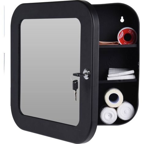 Armoire à pharmacie murale noire avec miroir