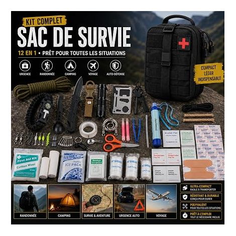Kit de Survie Catastrophe 72h Trousse de Secours Urgence