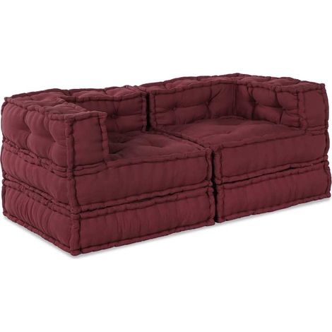 Modular Sofa Unit 2 pcs Fabric Maroon 140 x 70 x 56 cm vidaXL