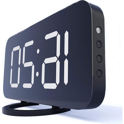 Horloge LED - Affichage Numérique Grand Format - Réveil avec Alarme Sonore et Fonction Snooze - Réglage de la Luminosité - Alimentation Secteur + Pile de Secours - 1 Pièce (1/5)