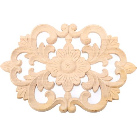 Aplique de pared decorativo de madera tallada, con motivo floral, 22x14 cm, para puerta de mueble. (1/5)