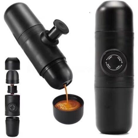 Générique Mini Machine à Café Portable – Cafetière Expresso Manuelle à Pression – Compacte, Facile à Utiliser & Nettoyer – Idéale pour Camping, Voyage, Bureau – 1 Tasse en 30 sec