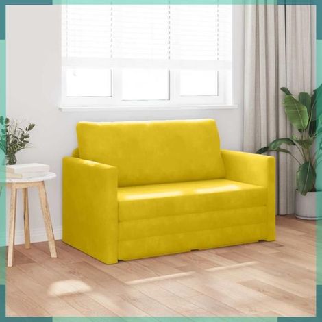 4106707 Canapé-Lit 110cm Jaune tournesol Velours (1/5)
