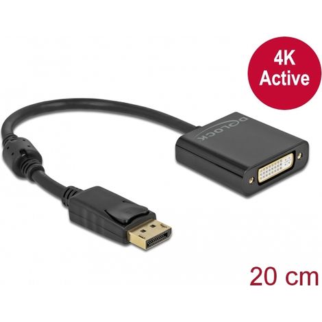 Delock Adaptador DisplayPort 1.2 macho a DVI hembra 4K activo negro