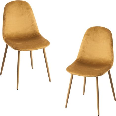 Packs Sillas Comedor - Pack 2 Sillas Teok Terciopelo - Mostaza (1/5)